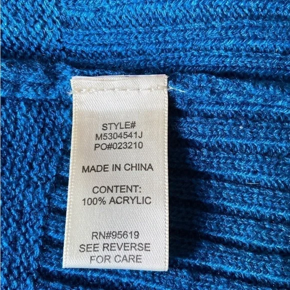 John Paul Richard Braided Neckline Long Sleeve Blue Sweater Size L - Picture 5 of 6